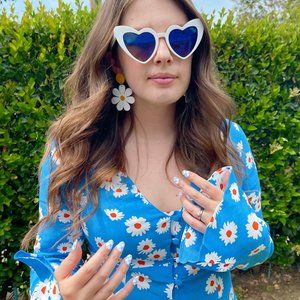 Kitri Studio Caroline Blue Daisy Mini Dress - Size 10